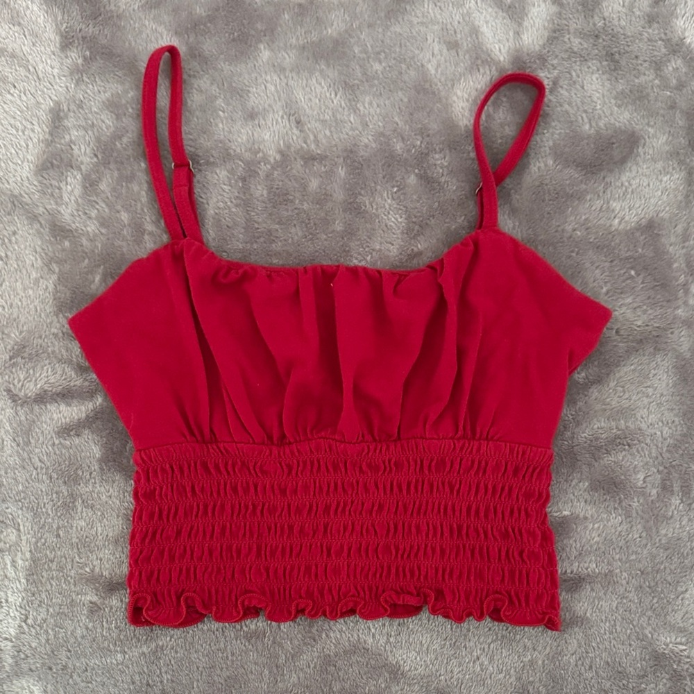 Hollister Red Smocked Camisole Top